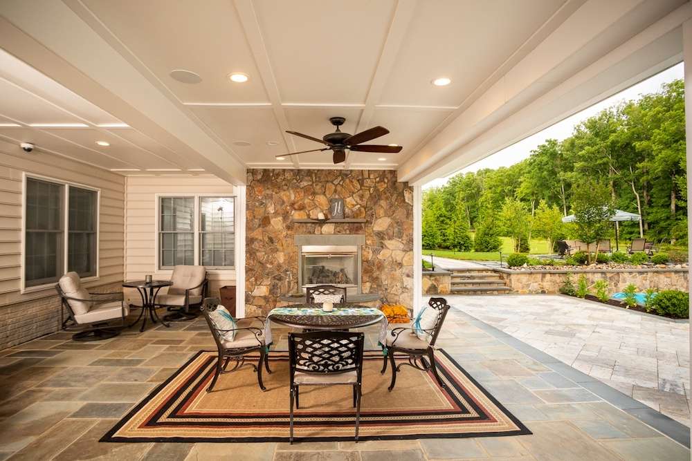 patio outdoor fireplace under deck 2