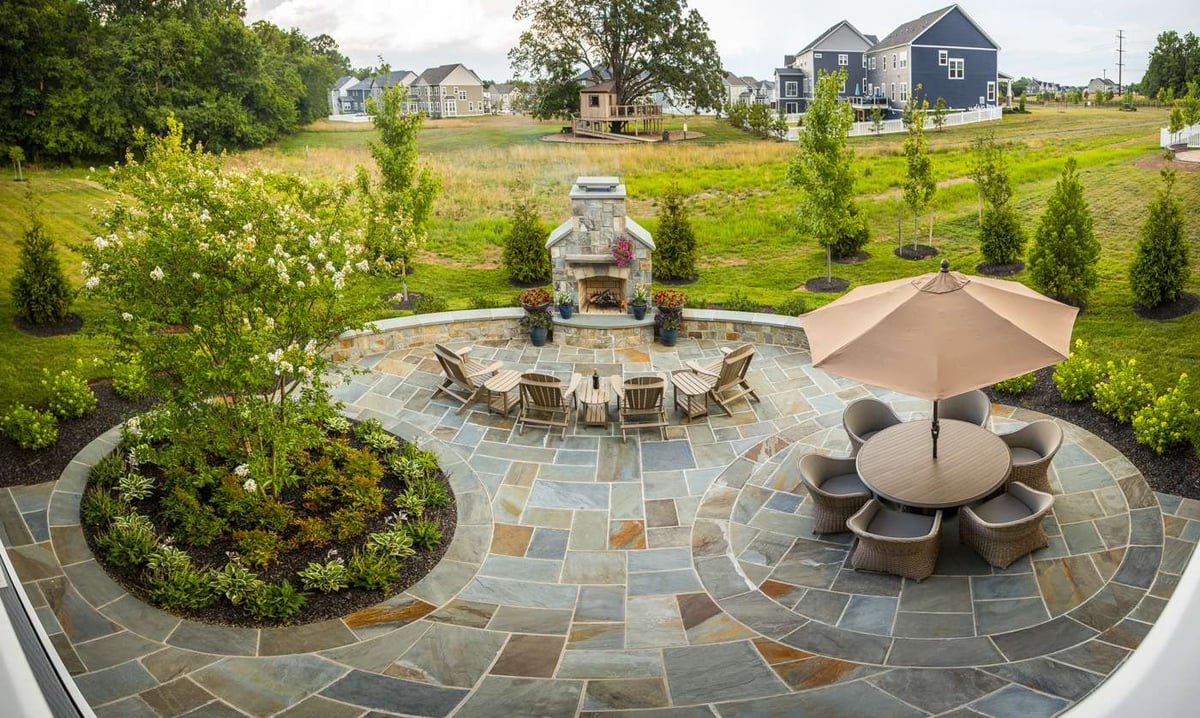 Large patio made with natural stone