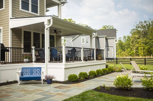 Deck and patio designed by Rock Water Farm in Virginia