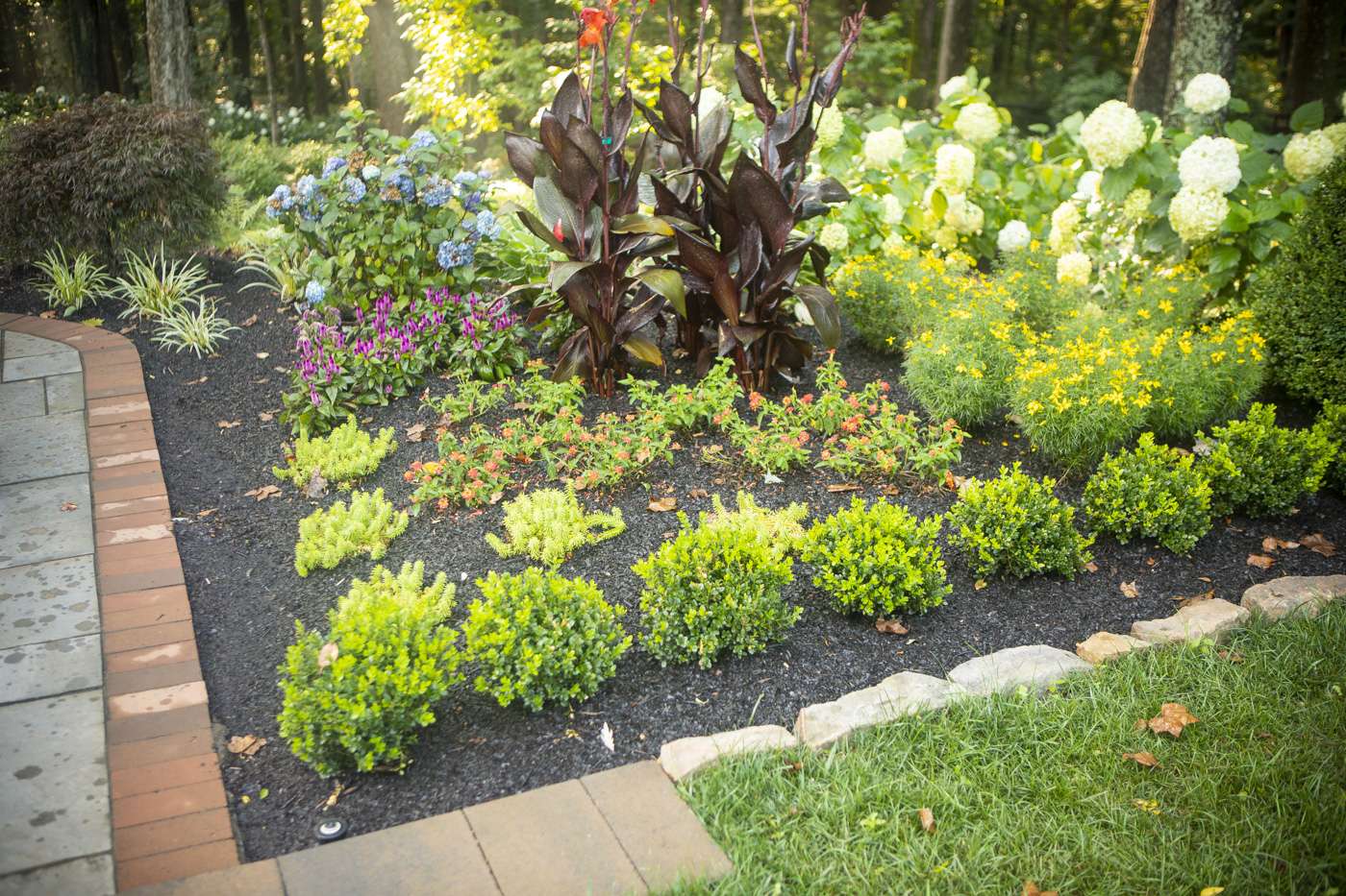 Mulch protecting plants in a landscape bed