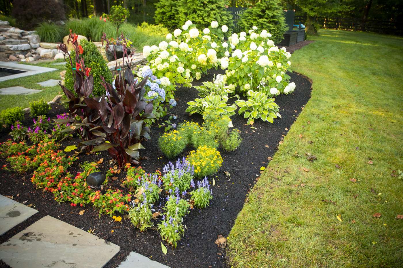 landscape bed with several perennial plantings
