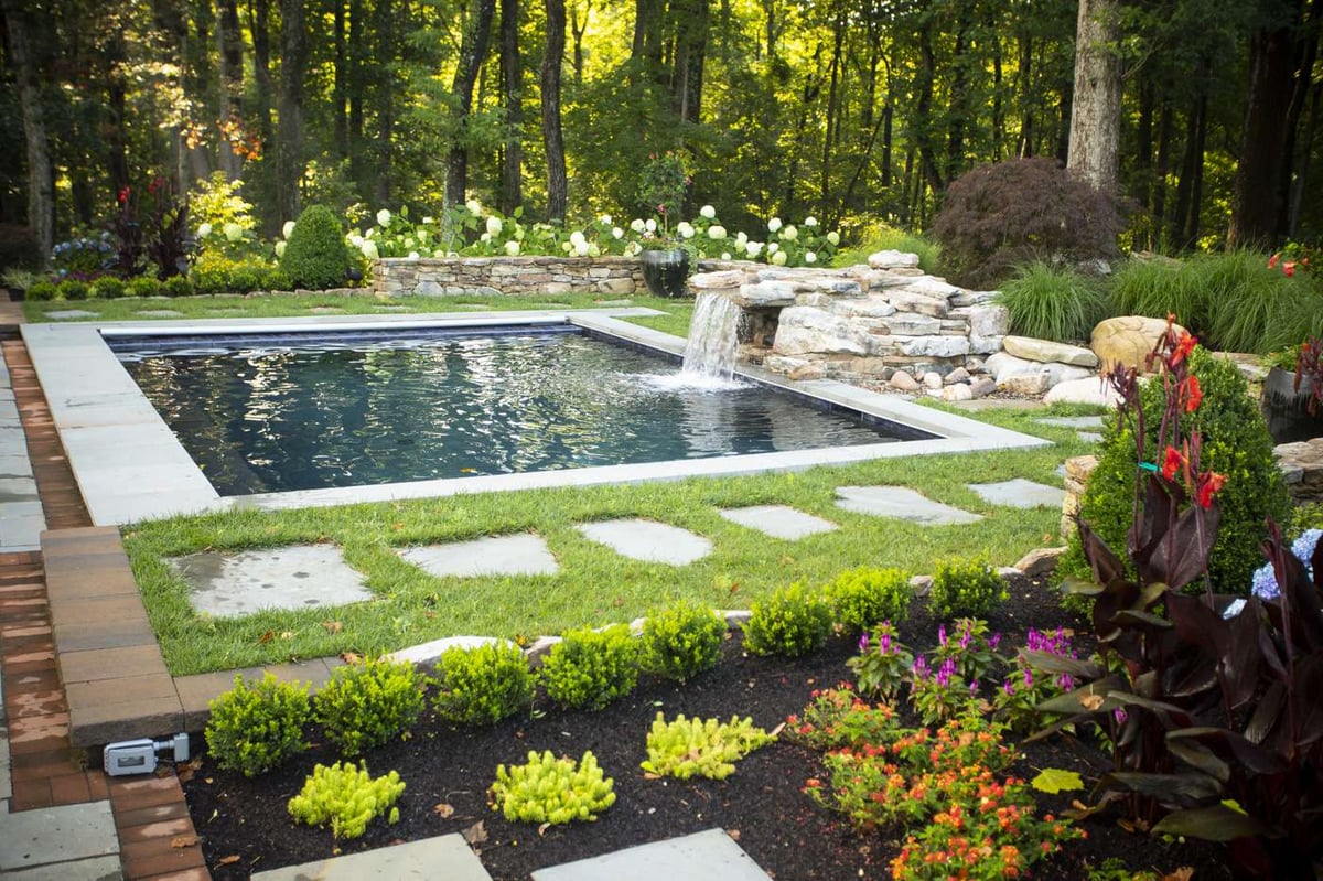 Pool with waterfall