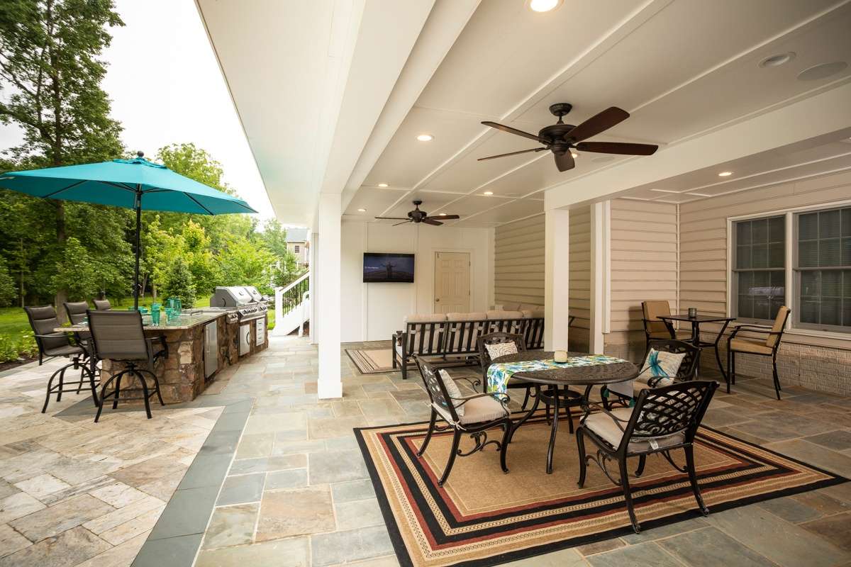 Shaded area for outdoor kitchen party guests