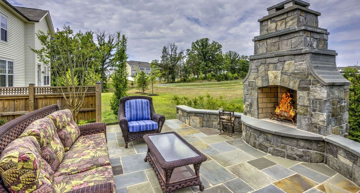 backyard fireplace designed with tiers