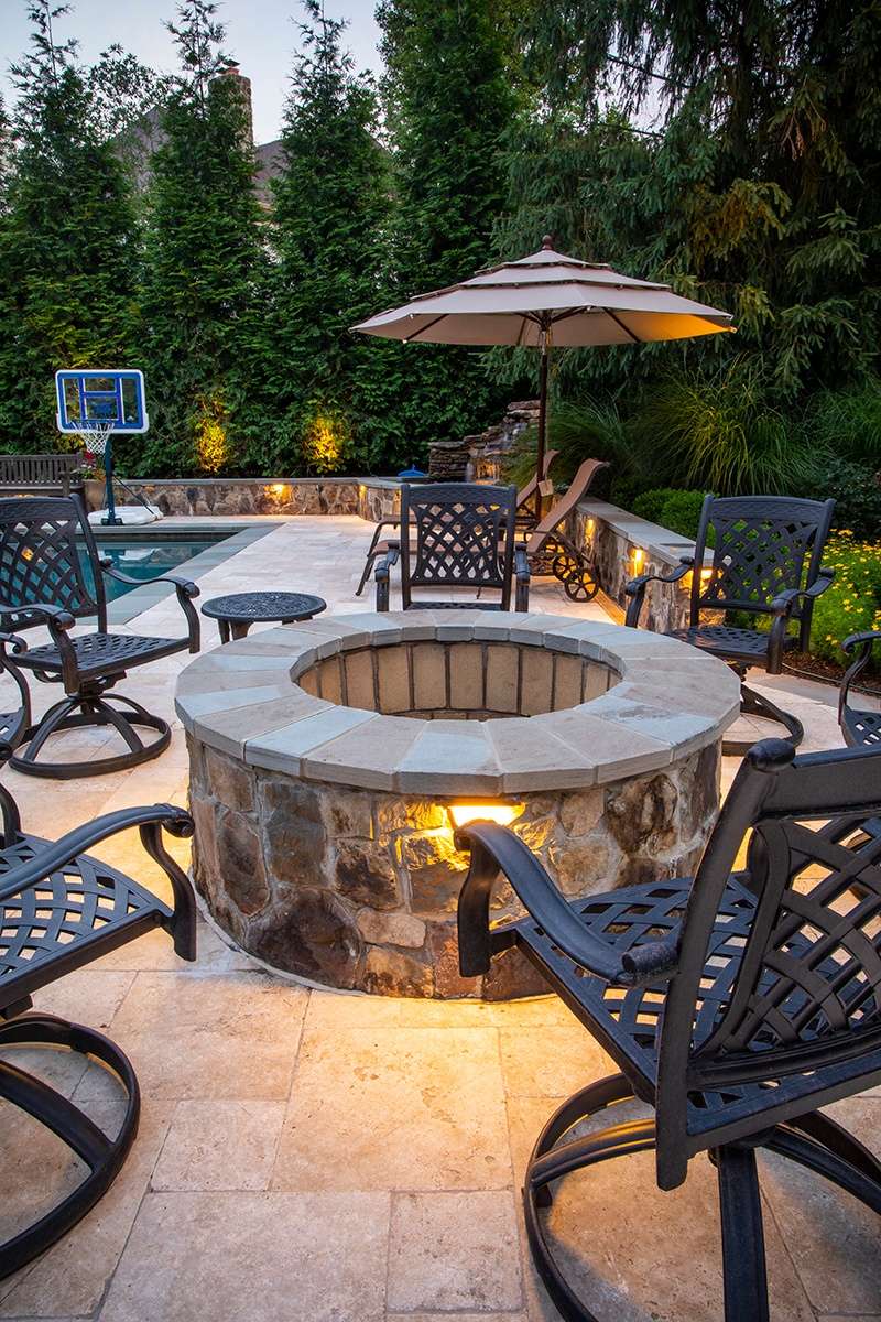 pool patio and fire pit design in VA