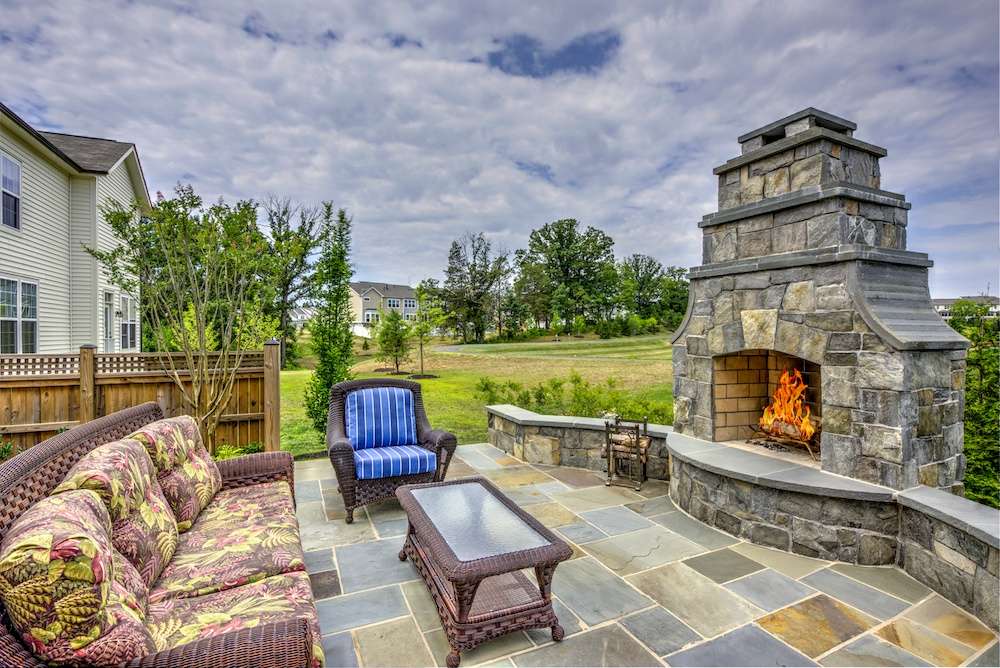 hardscape outdoor fireplace and patio