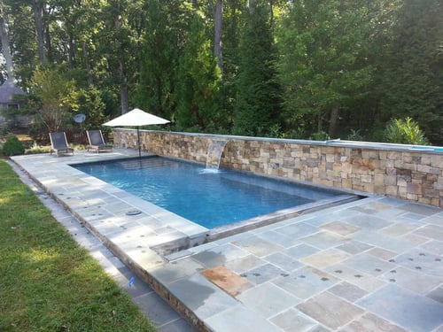 natural stone pool patio built by Rock Water Farm