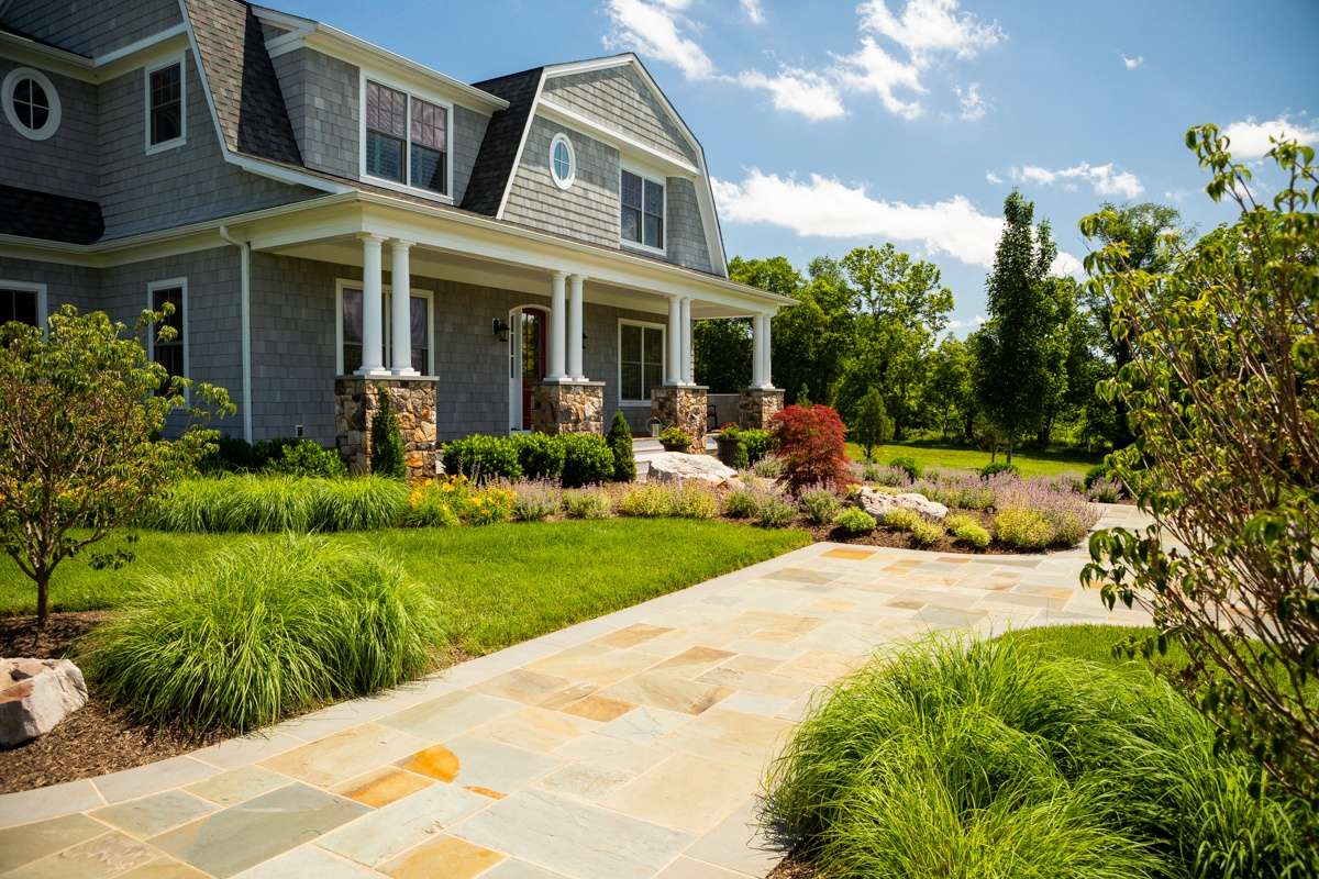 front walkway with plantings