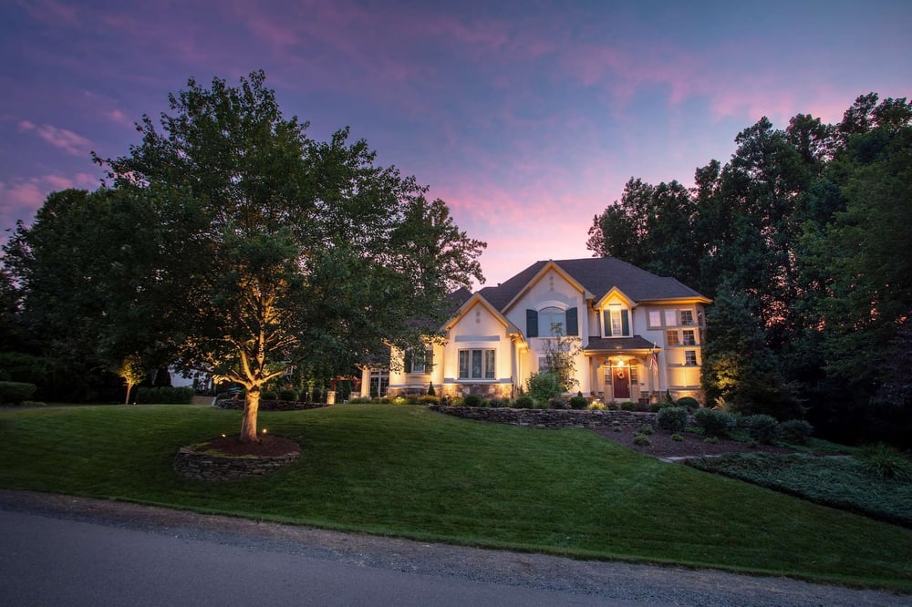 home with landscape lighting design in Virginia