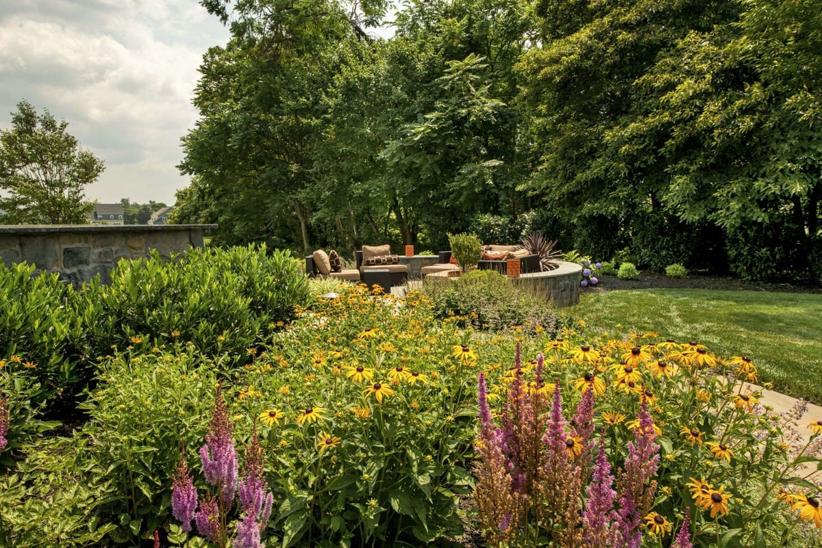 Flowers around patio