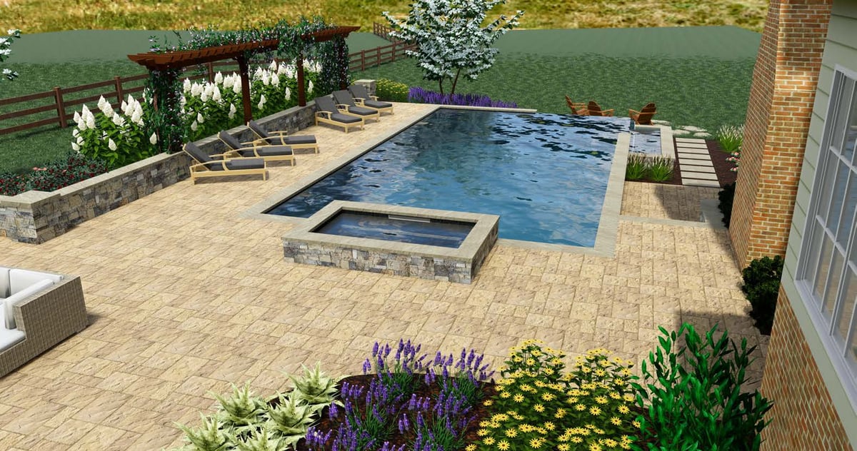 3D pool design rendering in Rock Water Farm