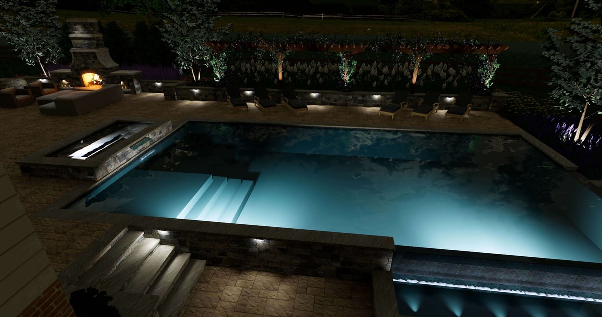 3D pool design with lighting