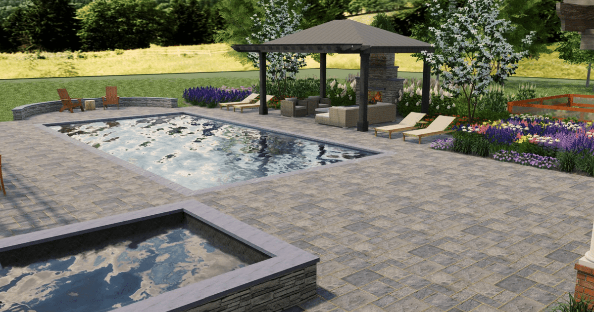 patio and pool landscape 3d design