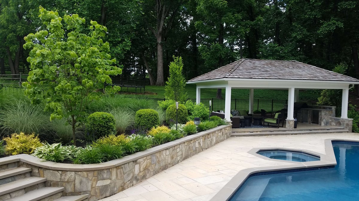 landscape and pool designed by Rock Water Farm in Great Falls, VA