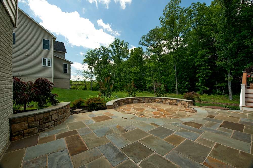 natural stone patio sitting wall