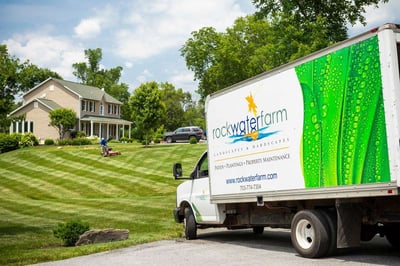 Rock Water Farm truck and nice lawn