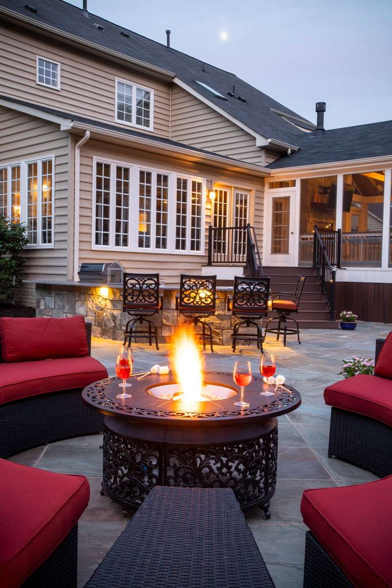 patio fire pit lighting outdoor kitchen 