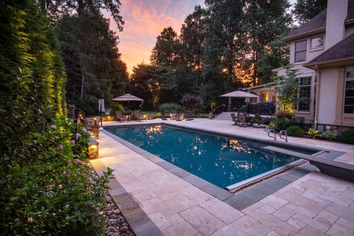 Pool and patio designed by Rock Water Farm