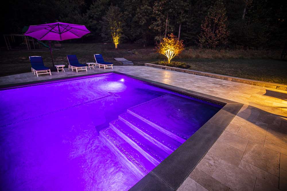 pool with colorful pool lights