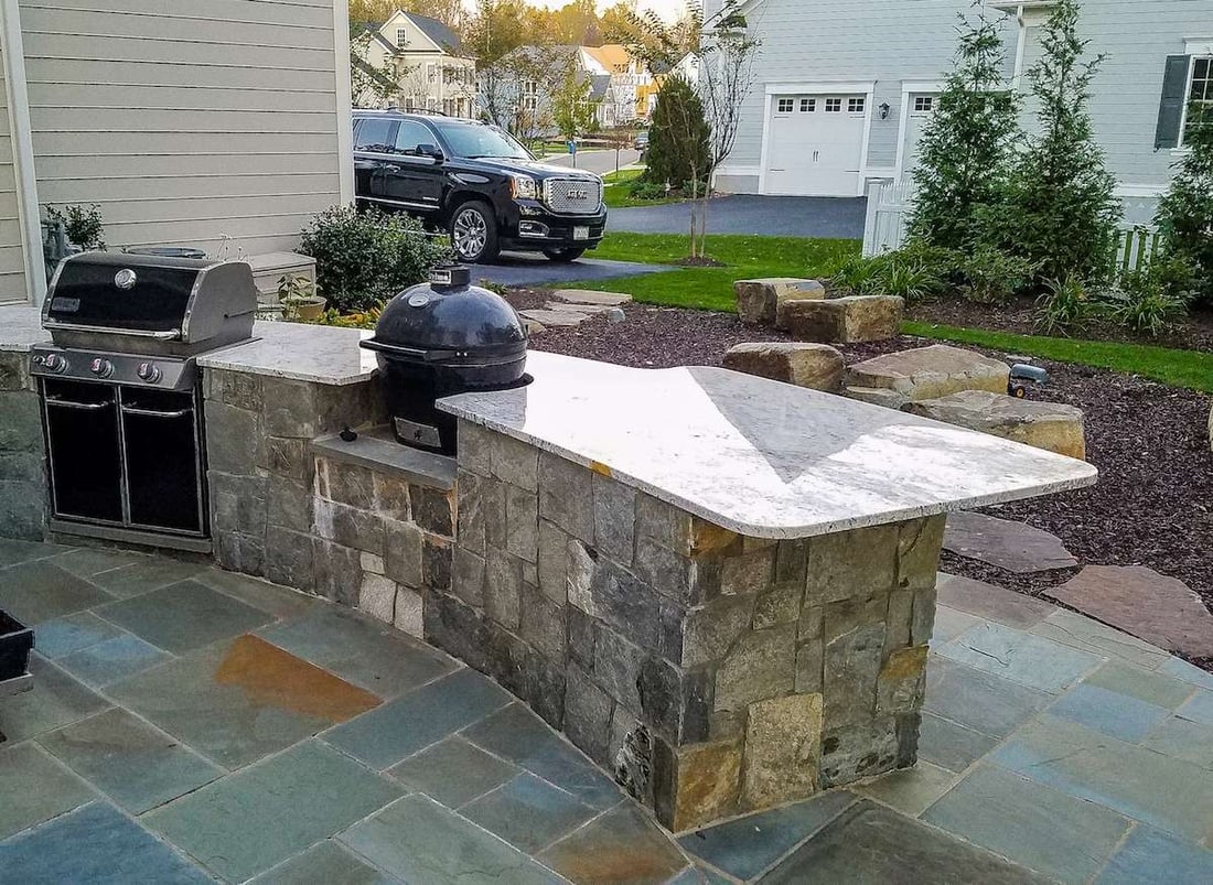 Outdoor kitchen with grill and smoker in northern Virginia