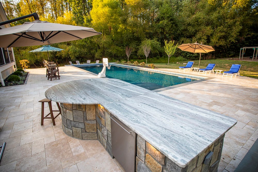 large umbrellas to provide shade on patio