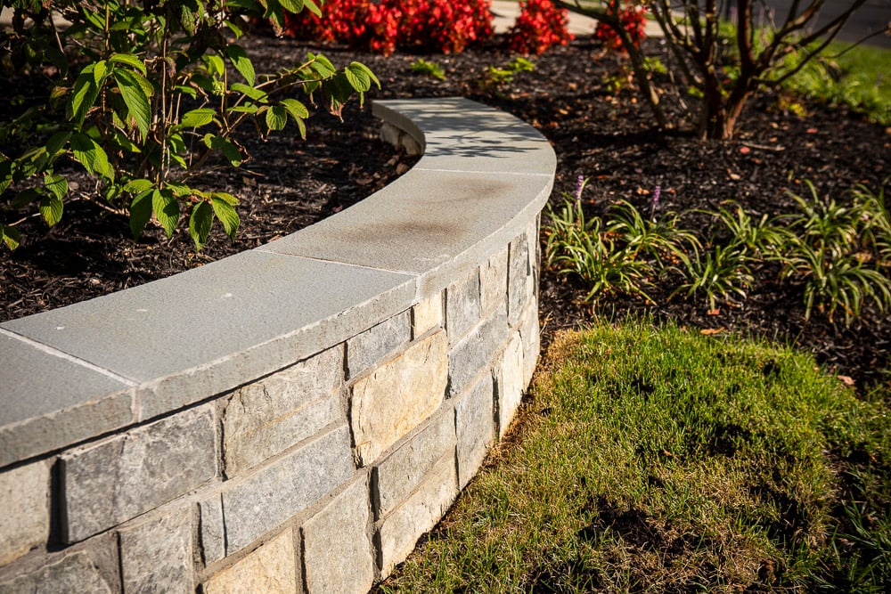 retaining wall with plantings