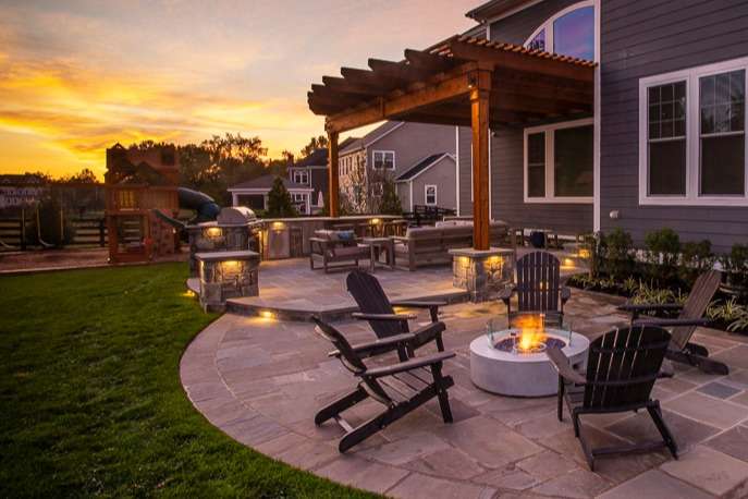 fire pit on patio in northern Virginia