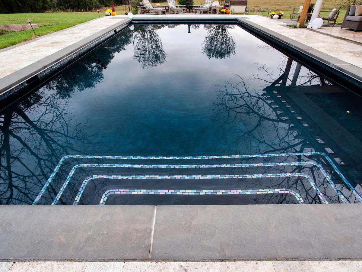 custom pool with black bottom