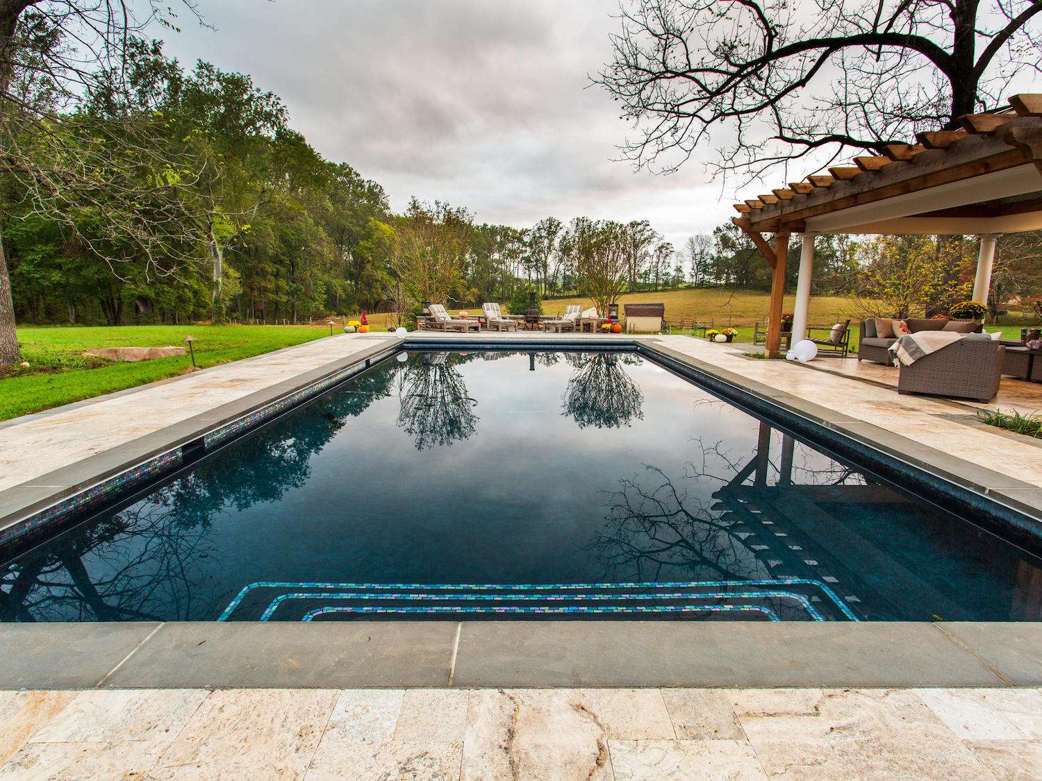 unique pool and landscape designed by Rock Water Farm in Warrenton, VA