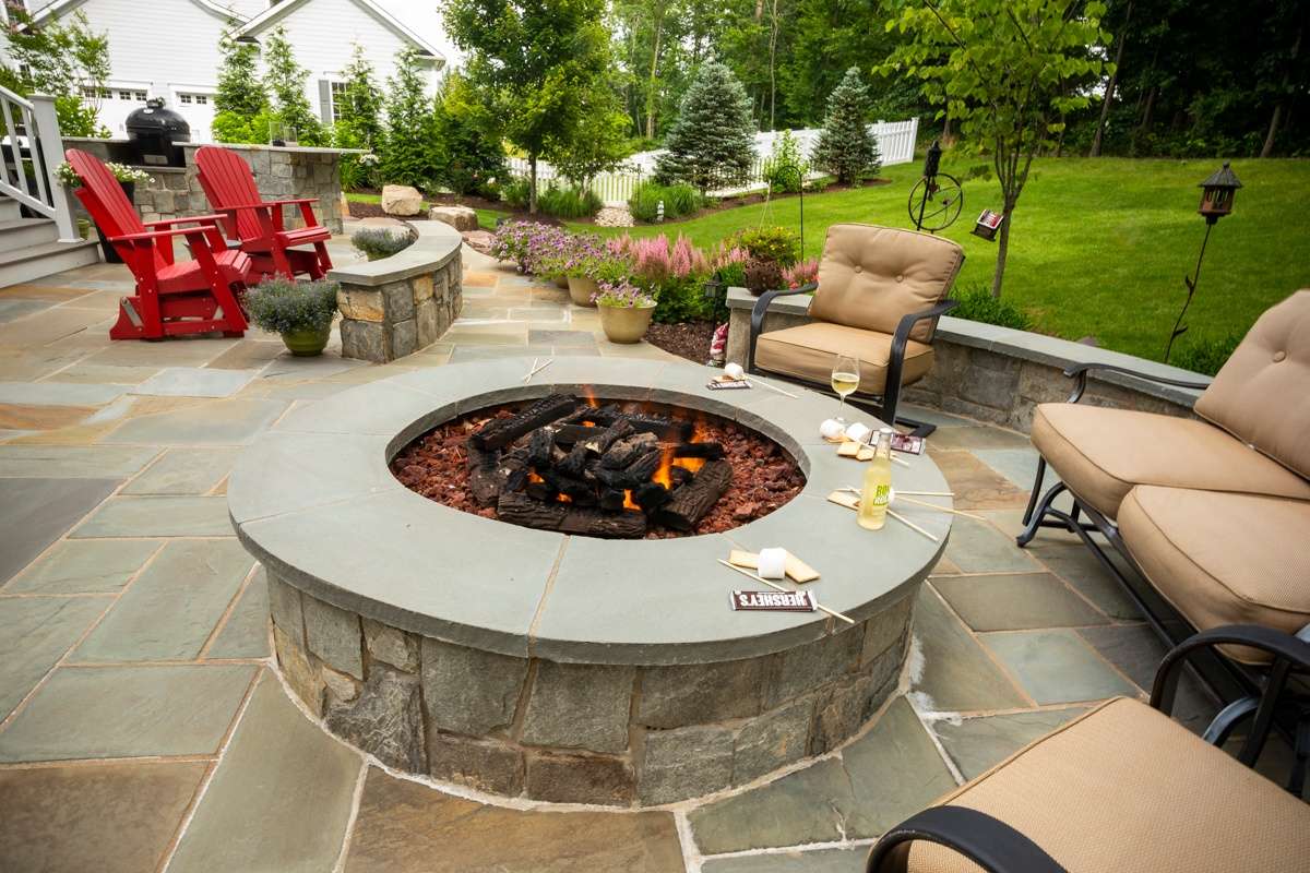 patio fire pit with s'mores