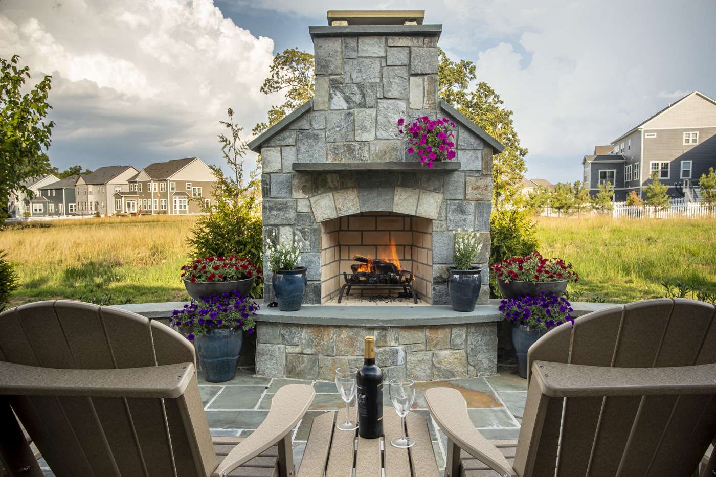 Outdoor fireplace and patio