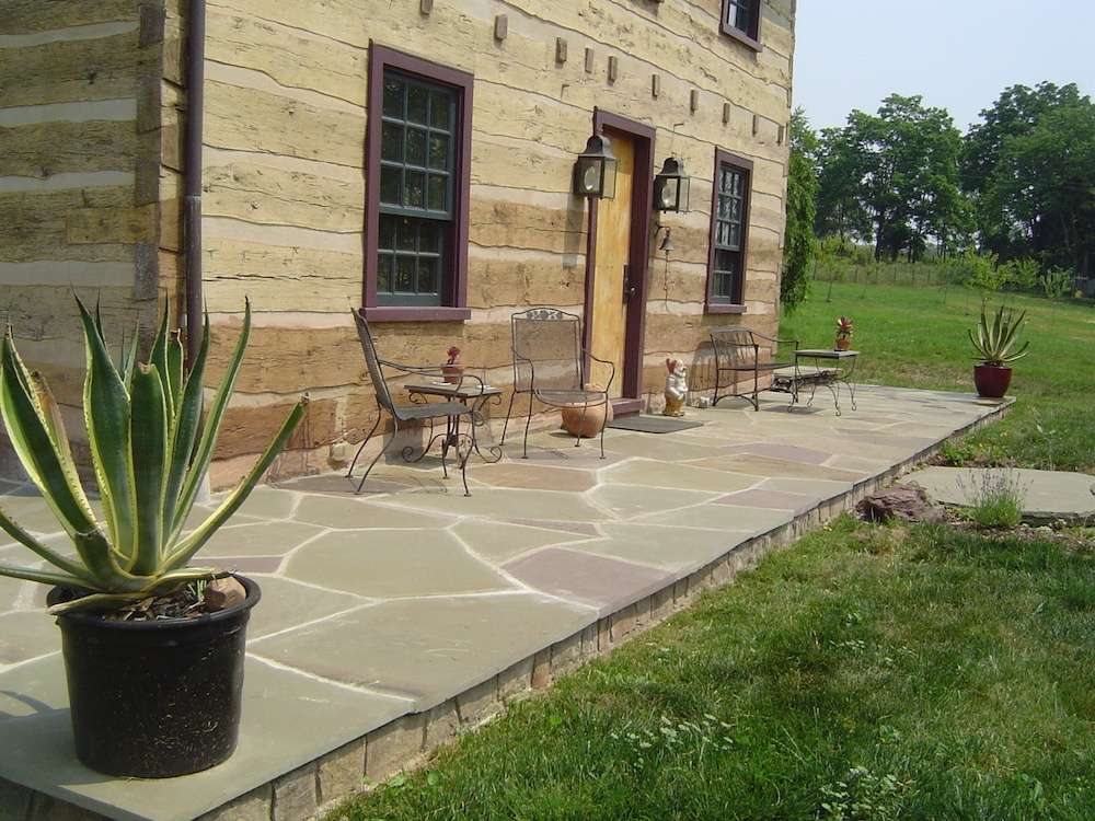 flagstone patio at a rustic home