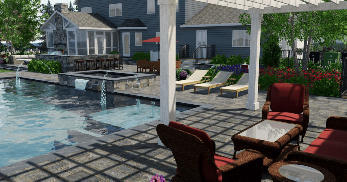 3d landscape design with pool