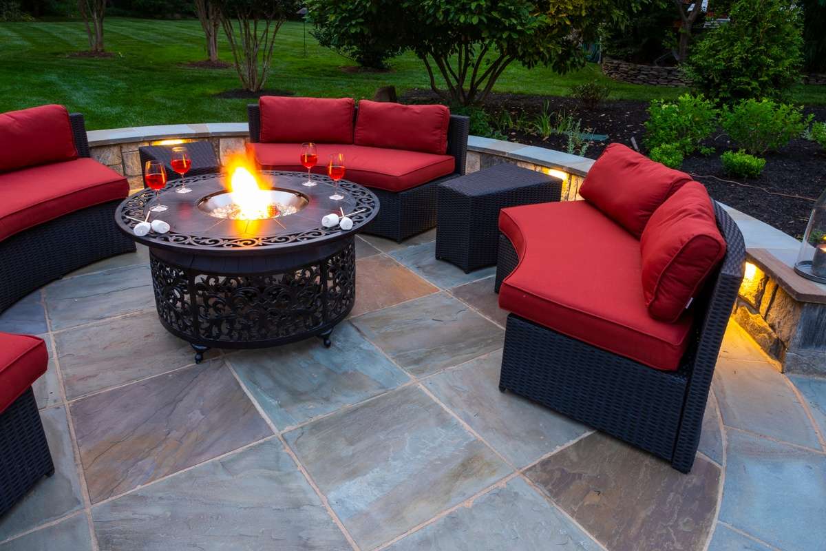 Patio with fire pit and seating