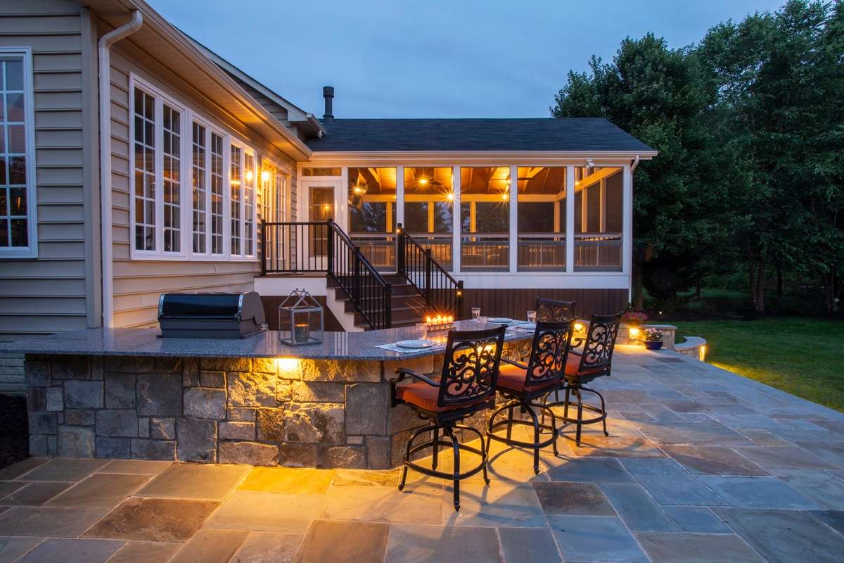 outdoor kitchen island with seating